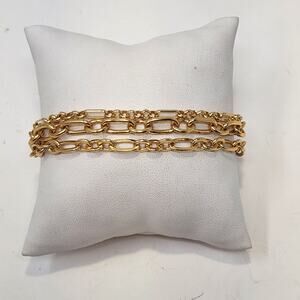 J Crew Gold Tone Multi Chain Layered Bracelet Adjustable Casual Workwear Career